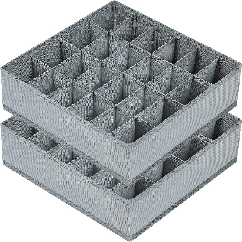 Sock Organizer Tray - 2 stuks 24-vakjes opbergboxen voor sokken